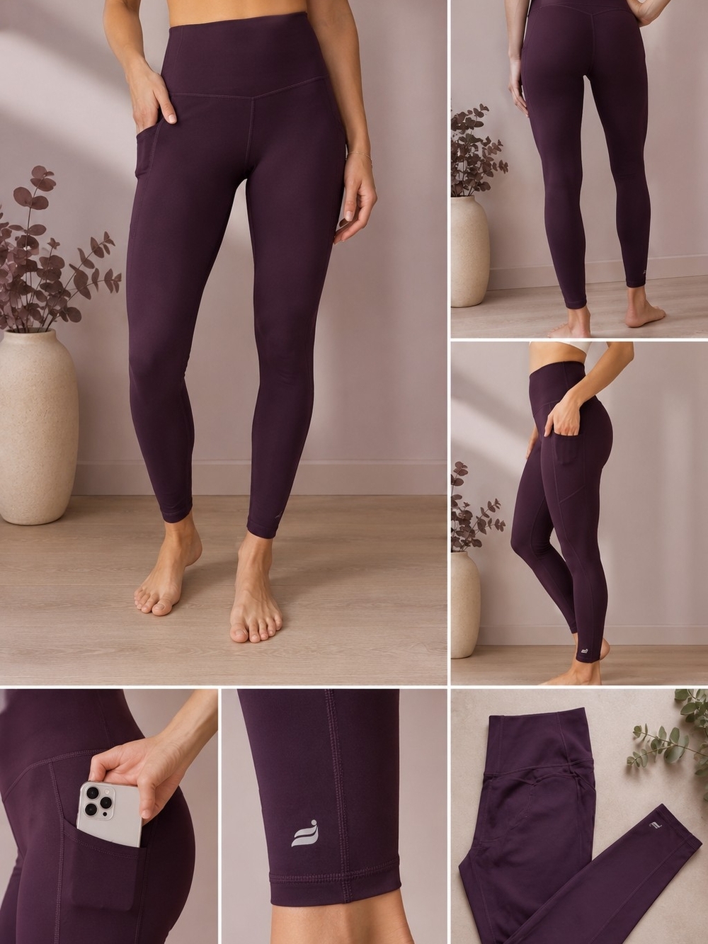 Fabletics PureLuxe High Waisted Pocket Leggings Plum Size Small